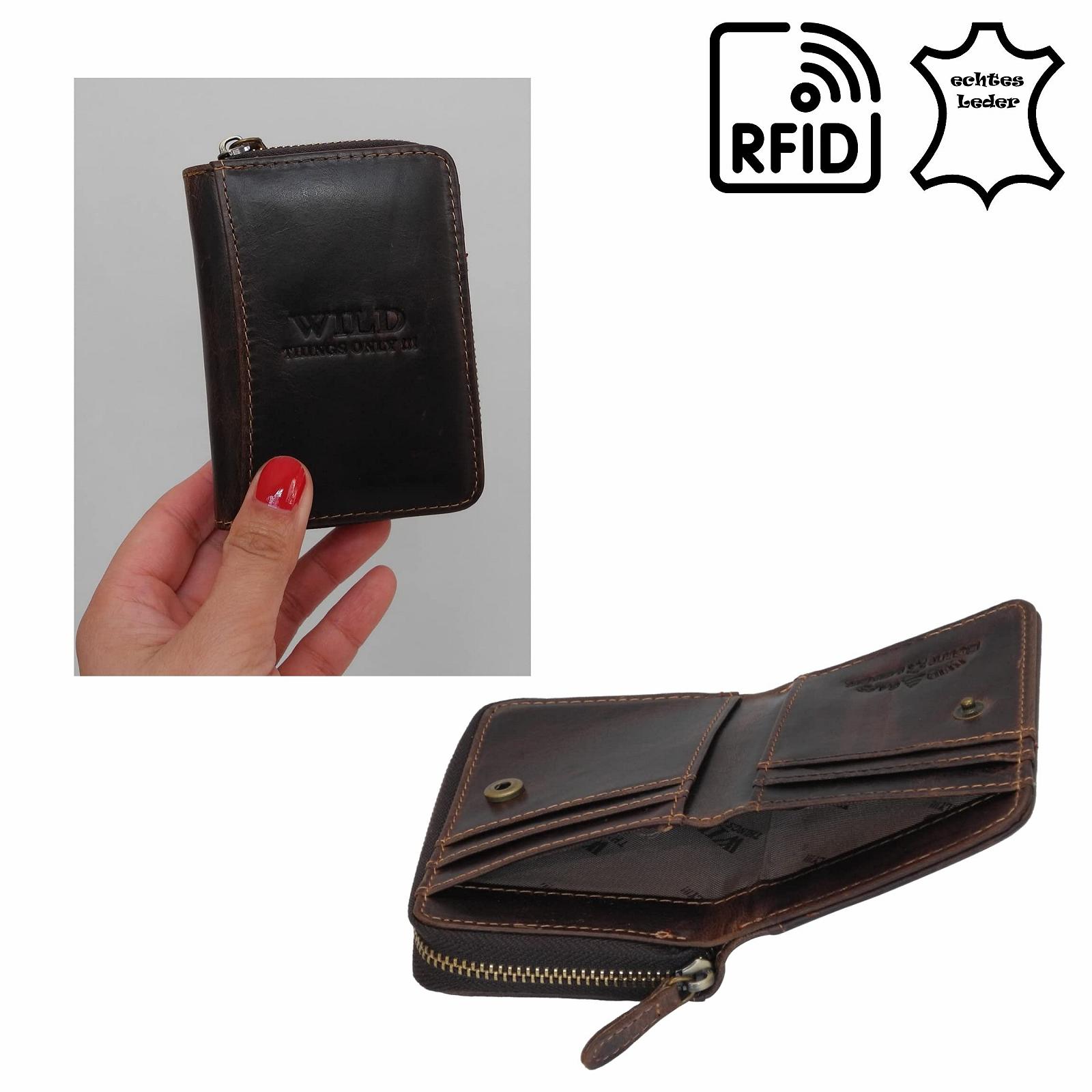 Гаманець Міні RFID Wild Things Only Зістареної Шкіри Унісекс, темно-коричневий, фото №7