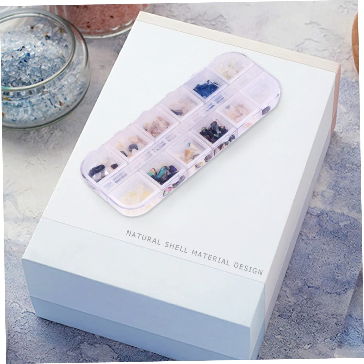 Блестки для ногтей Healeved Ракушка 6 коробок Ракушки блестки подушечки для ушей хлопок для очков блестки для ногтей драгоценные камни блестки наклейка дозатор мыла пена, фото №6
