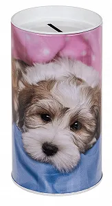 Копилка-пенал makio Puppy Dog Cat металлическая с крышкой White Dog - Фото 1