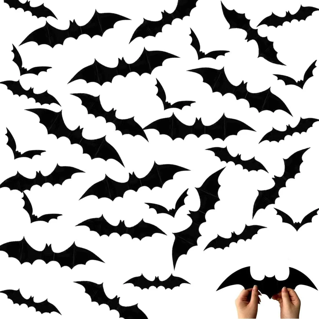 Наклейки на стіну Halloween 3D Bats PVC DIY Набір 48 шт. Black, фото №1 Наклейки на стіну Halloween 3D Bats PVC DIY Набір 48 шт. Black, фото №1