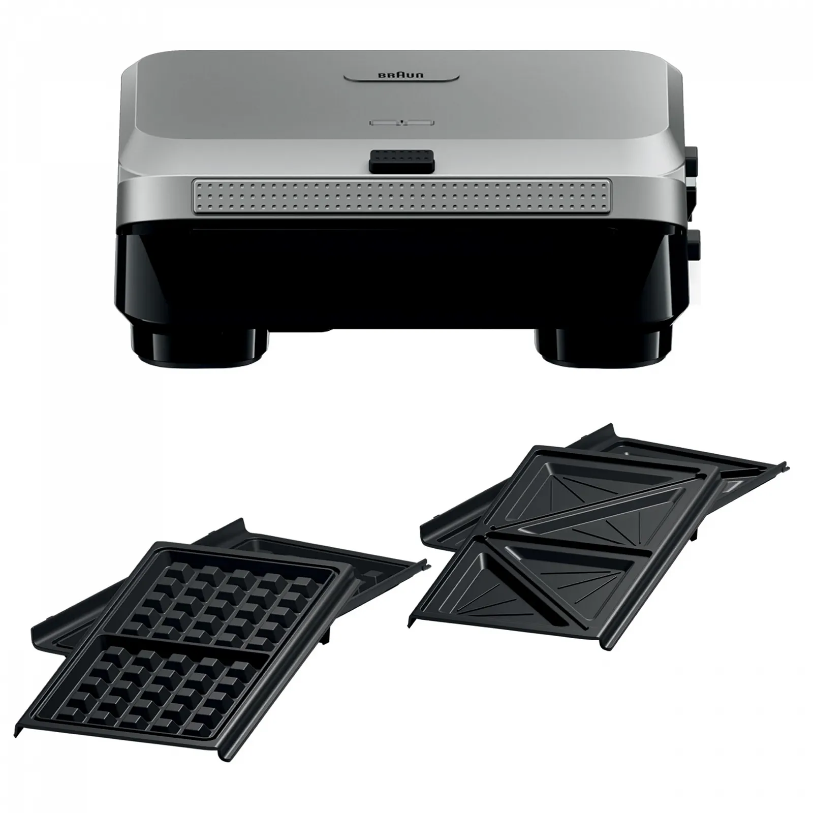 Сэндвичница Braun SnackMaker 5 SM5005 с пластинами для сэндвичей и вафель, 800 Вт, серебристая, фото №1