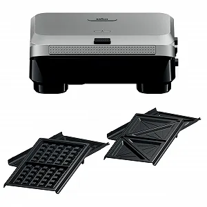 Сэндвичница Braun SnackMaker 5 SM5005 с пластинами для сэндвичей и вафель, 800 Вт, серебристая - Фото 1