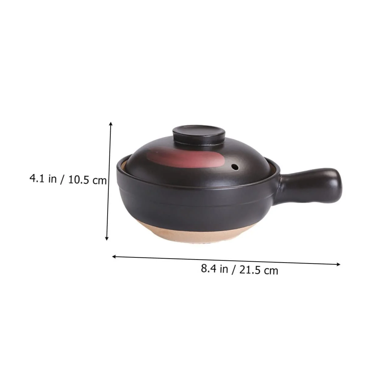 Кастрюля для тушения для газовой плиты с переносной ручкой антипригарная Черный Красный Маленькая, фото №2