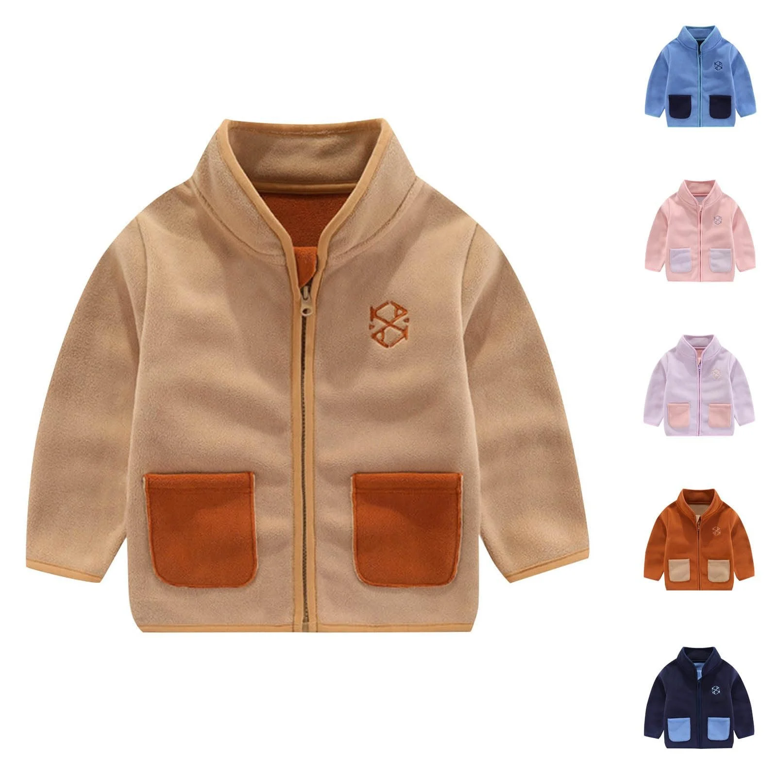 Флисовая куртка детская унисекс Teddy, однотонная зимняя теплая куртка-мантия, зимняя флисовая куртка с карманом, флисовая куртка на молнии, детская легкая куртка со стойкой, фото №6