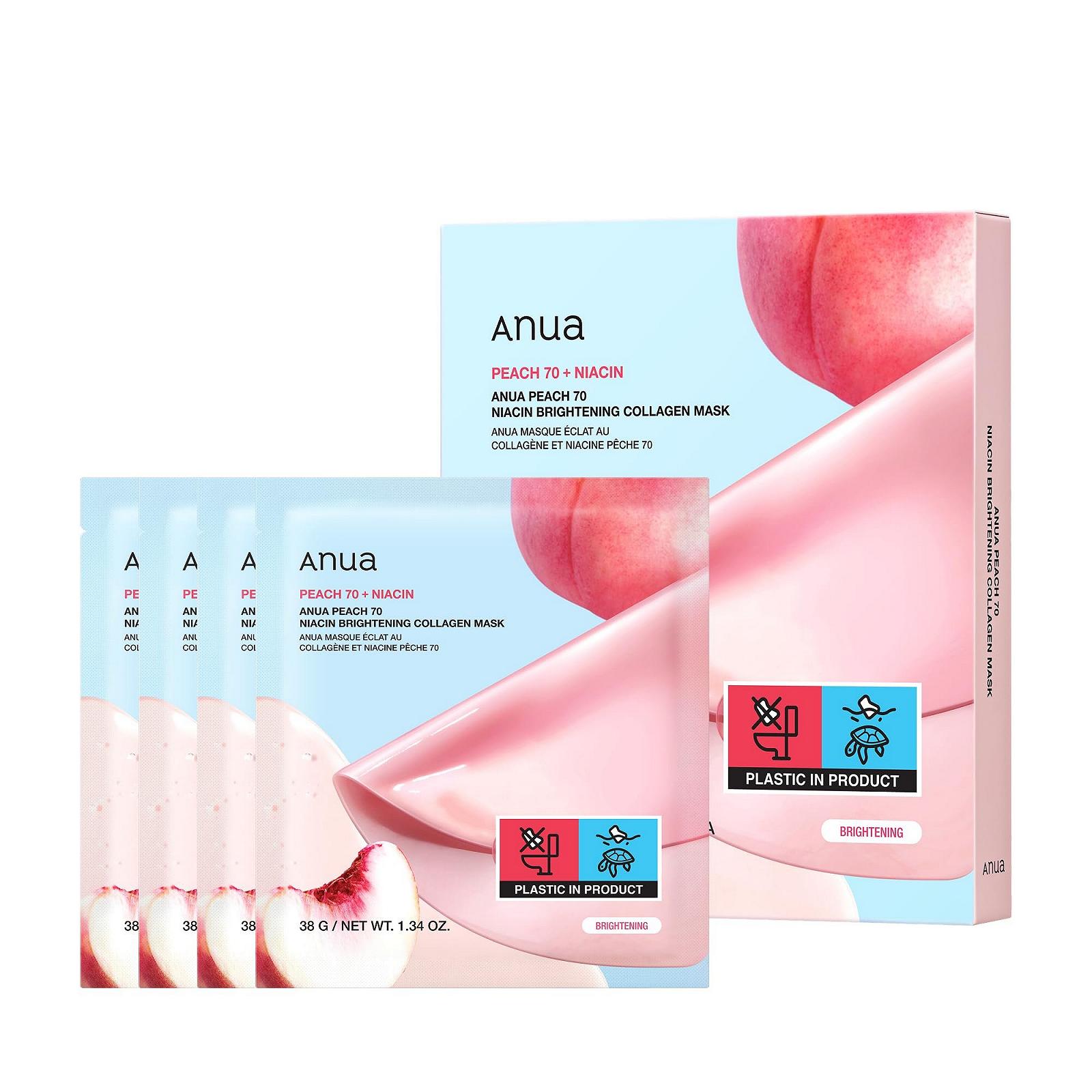 Маска для лица ANUA Peach 70 Niacin Brightening Collagen, ночная маска для стеклянной кожи, ниацинамид, коллагеновая маска для лица, эластичность, сияние с увлажнением, натуральный цвет, корейский уход за кожей, 38 г/4 шт, фото №1 Маска для лица ANUA Peach 70 Niacin Brightening Collagen, ночная маска для стеклянной кожи, ниацинамид, коллагеновая маска для лица, эластичность, сияние с увлажнением, натуральный цвет, корейский уход за кожей, 38 г/4 шт, фото №1