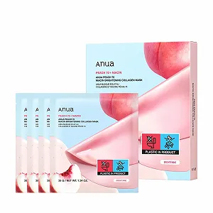 Маска для обличчя ANUA Peach 70 Niacin Brightening Collagen, нічна маска для скляної шкіри, 38 г/4 шт - Фото 1