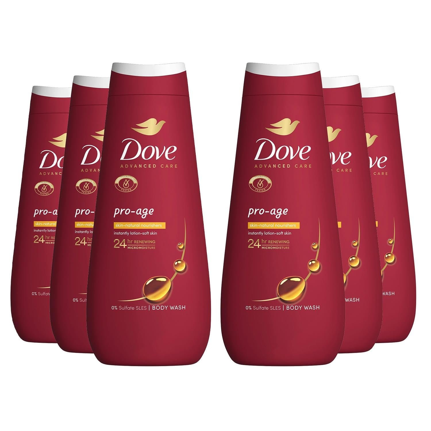 Гель для душу Dove Advanced Care Pro-Age Skin Natural Nutrients 6 x 400 мл, фото №1