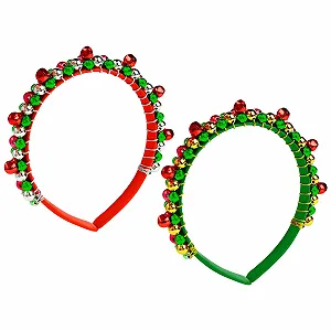 Різдвяний Обруч для Волосся з Дзвіночком Різдво Червоний Зелений - Фото 1