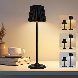 Світлодіодна настільна лампа Бездротова Регульована за висотою Сенсорна Металева Чорна - Фото 1