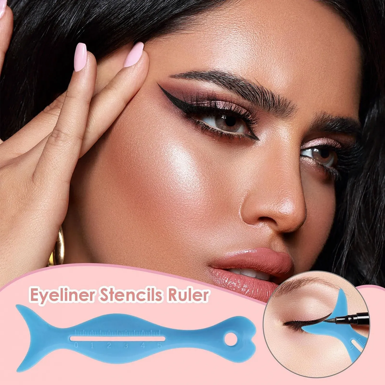 Трафарет для макіяжу Fowybe, силіконовий інструмент для підводки очей для ідеальних стрілок, фото №2