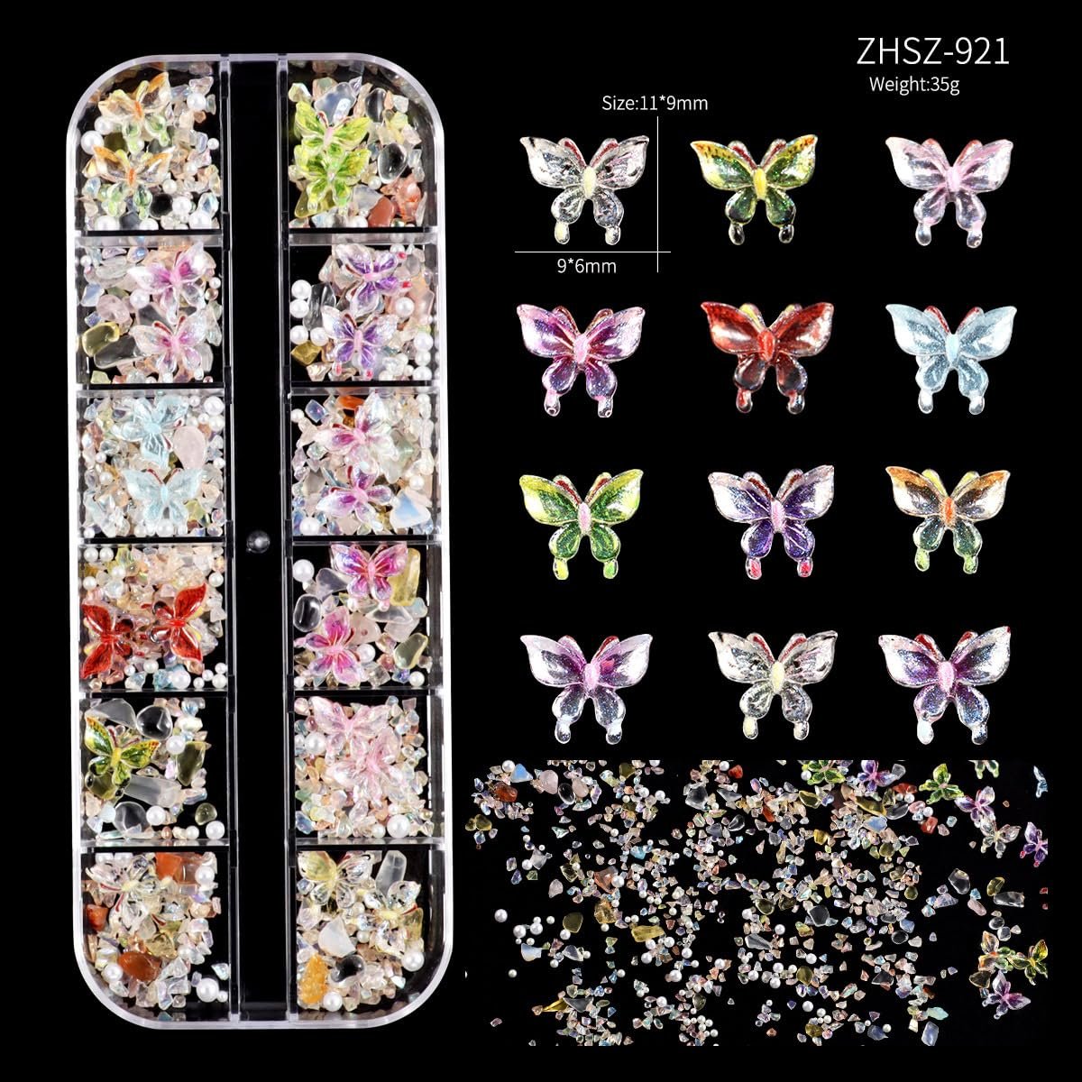 Прикраси для нігтів, 6 коробок Золоті Срібні 3D, фото №6