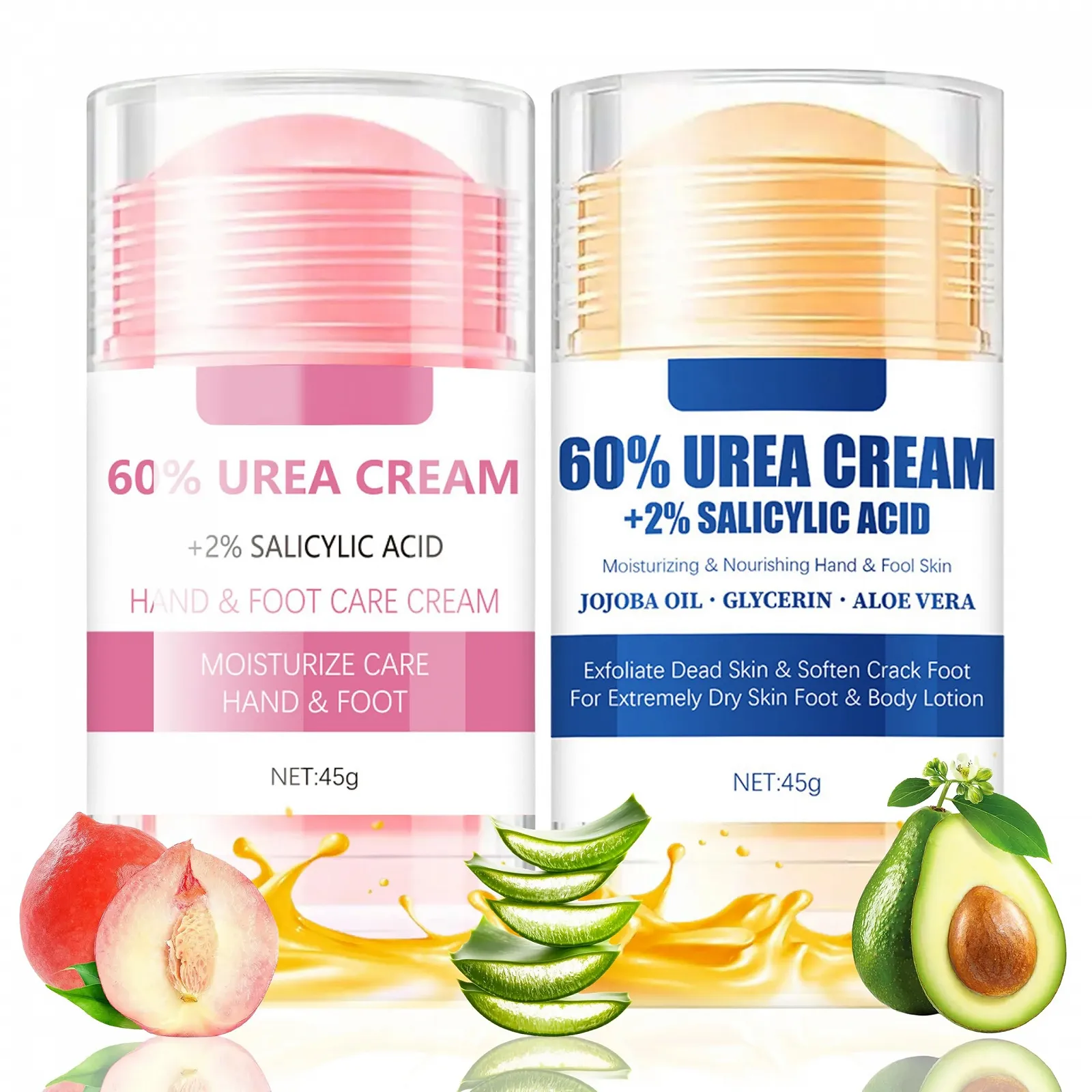 Крем-стик для ног увлажняющий против трещин Urea 60% Алоэ вера и персик 2 шт, фото №1