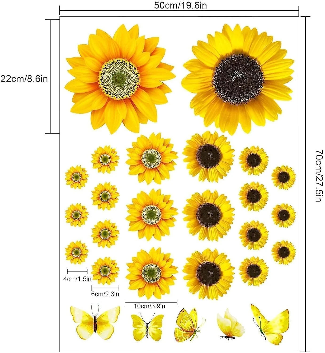 Наклейки на стіну Large Sunflower 39 штук Жовті, фото №2