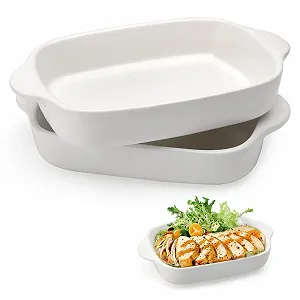 Набор форм для запекания керамические прямоугольные с ручками 23.2 x 14.2 x 4.5 см 2 шт Белый - Фото 1