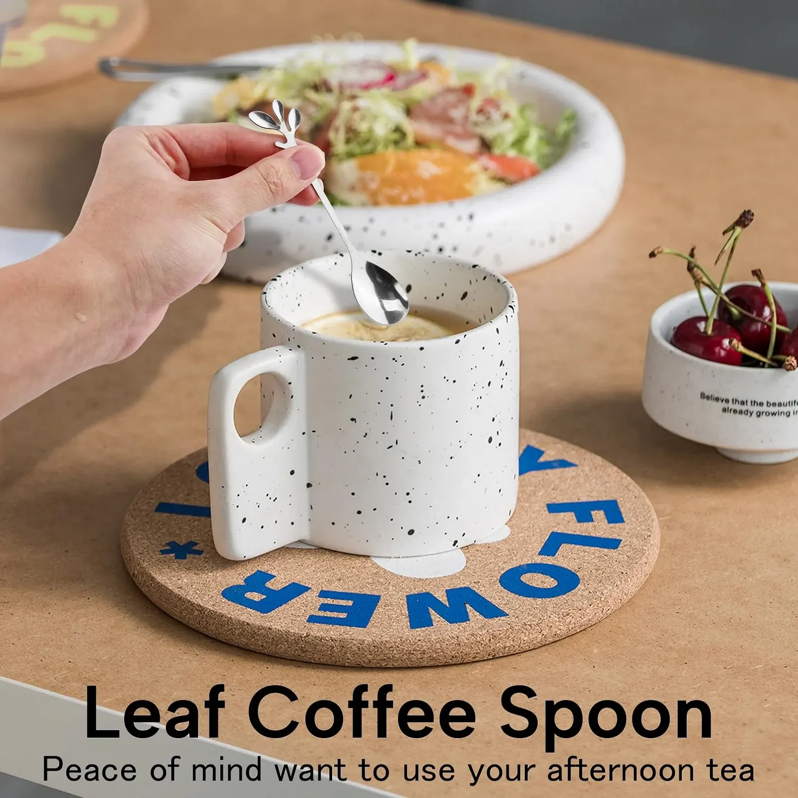 Ложка Кавова Лист з нержавіючої сталі, срібна, 14 шт, фото №6 Ложка Кавова Лист з нержавіючої сталі, срібна, 14 шт, фото №6