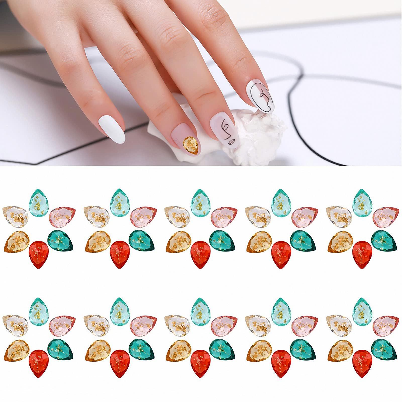 Стрази для нігтів NICENEEDED Форма краплі, 6 кольорів, фото №1