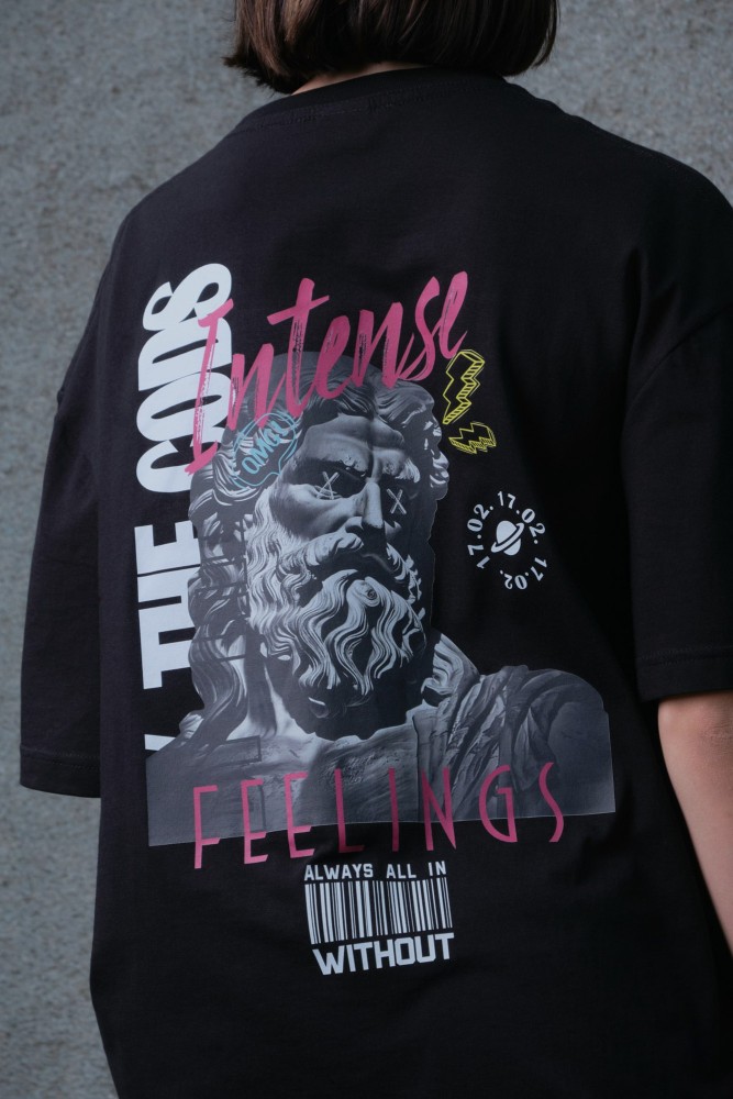 Оверсайз футболка з принтом Without feelings black, фото №6