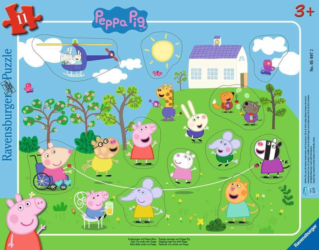 Пазл-рамка Ravensburger Children's Puzzle Peppa Pig 05697 Skipping Rope with Peppa Pig 11 деталей от 3 лет, фото №1 Пазл-рамка Ravensburger Children's Puzzle Peppa Pig 05697 Skipping Rope with Peppa Pig 11 деталей от 3 лет, фото №1