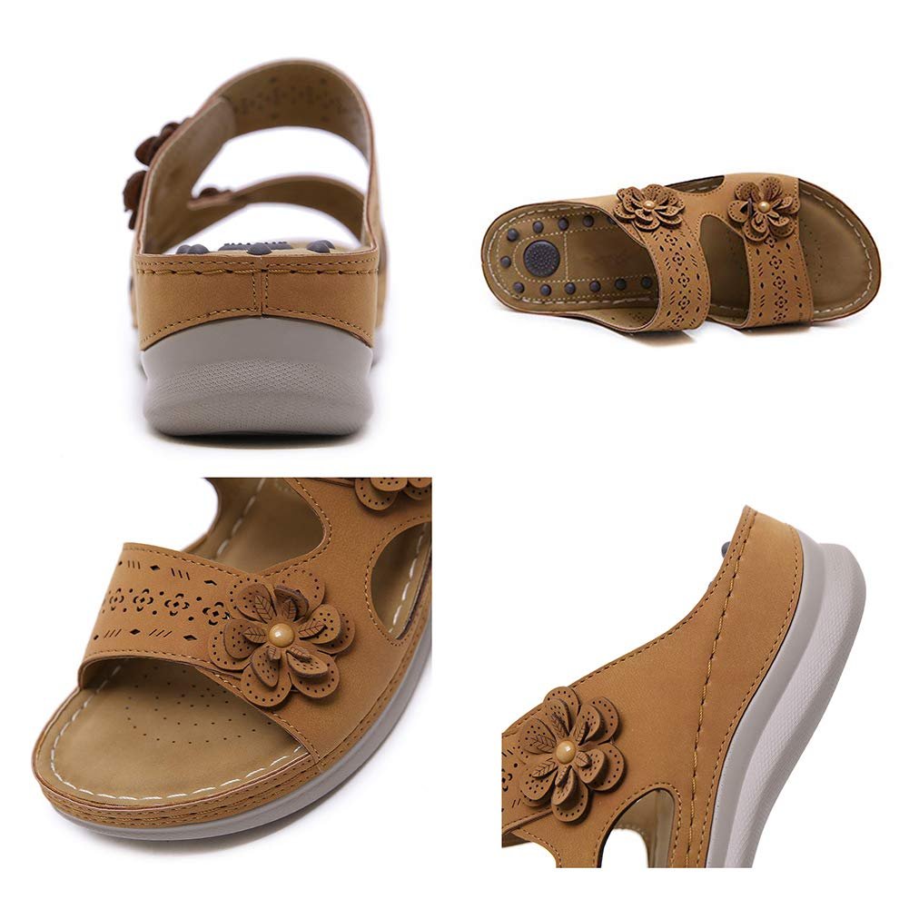 Ортопедические шлепанцы для женщин на платформе с клиновидной подошвой, легкие, нескользящие, фото №3