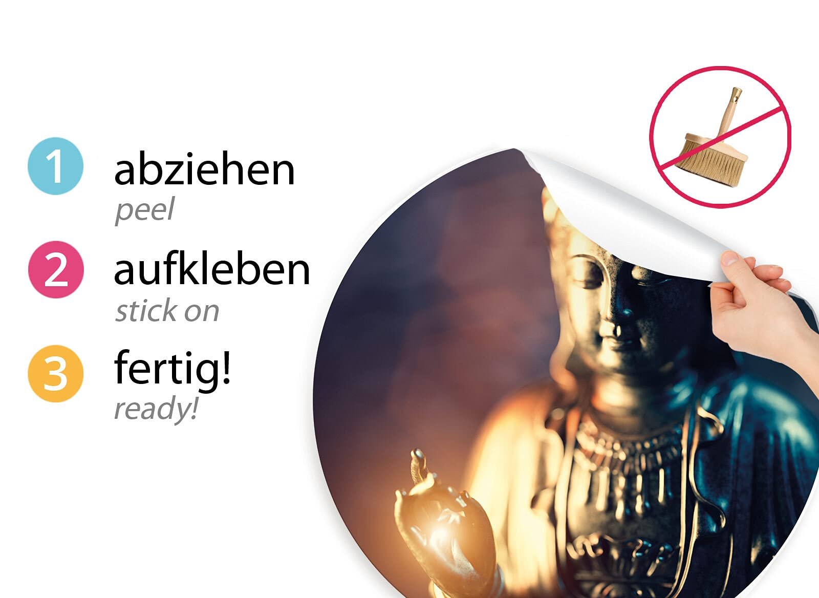 Наклейка на стіну Grandora DL704-2 Будда кругла 60 см, фото №4