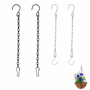 Ланцюги для підвісних кошиків із гачками 50 см 4 шт чорні металеві - Фото 1