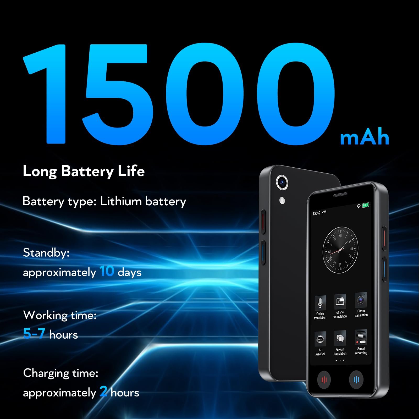 Перекладач A40, Голосовий AI з 5-дюймовим екраном, Фотопереклад 8 Mп, 139 мов, фото №6