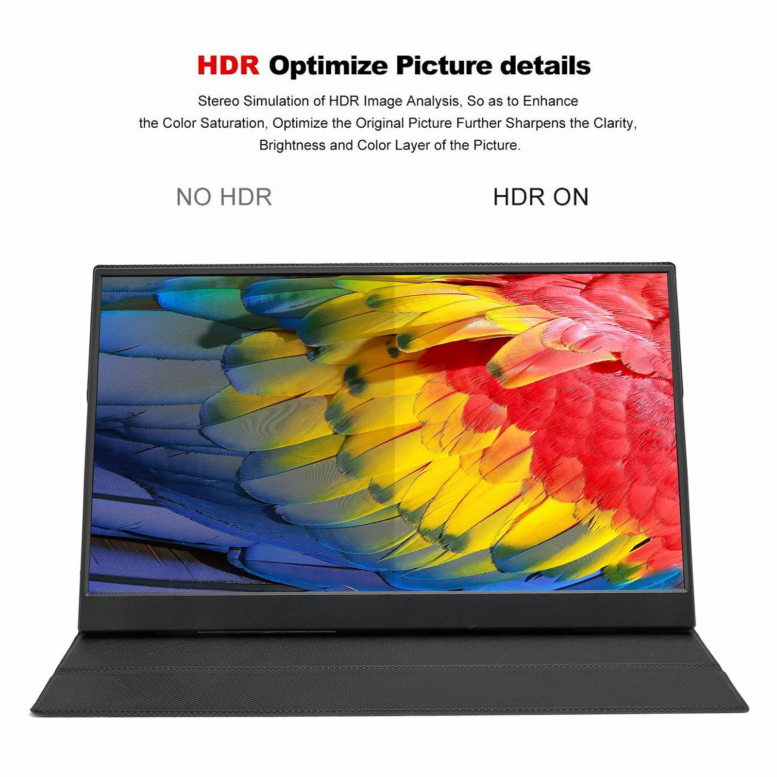 Монітор 15.6'' FHD IPS Два динаміка HDR з чохлом зі смарт-магнітною підставкою 178 градусів, фото №3