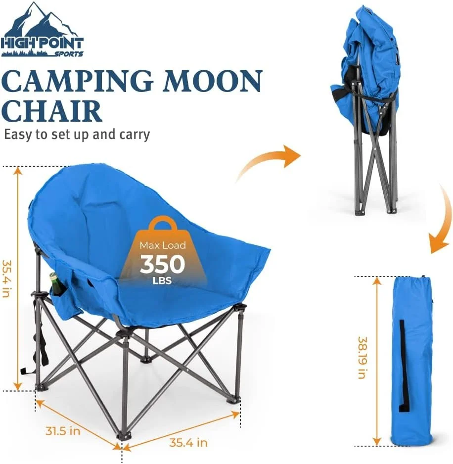Розкладне крісло для кемпінгу HIGH POINT SPORTS XXL / до 150 кг / Блакитний, фото №4 Розкладне крісло для кемпінгу HIGH POINT SPORTS XXL / до 150 кг / Блакитний, фото №4