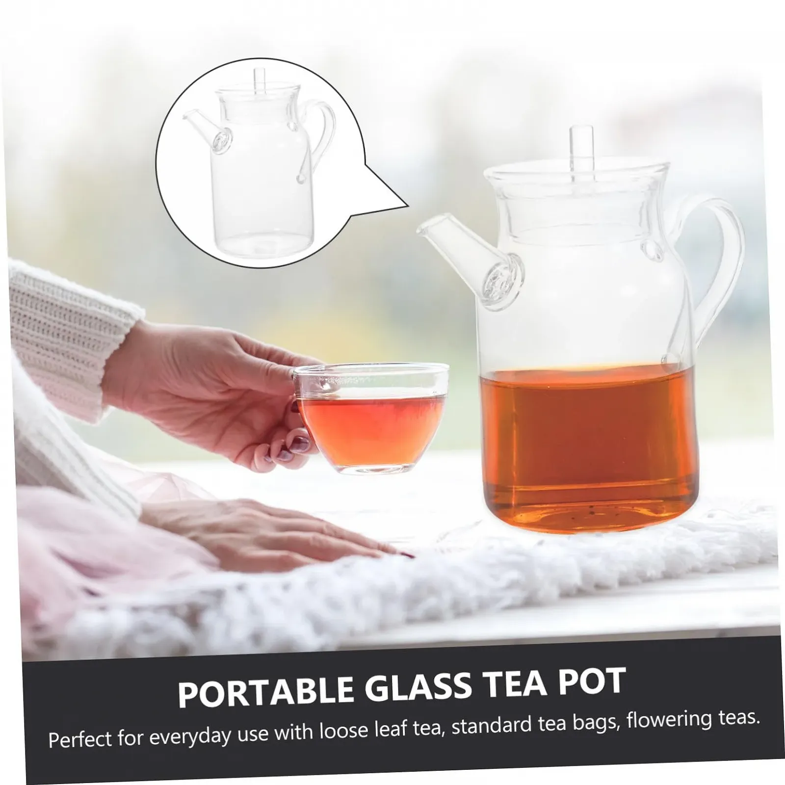 Чайник-заварник Стеклянный FUNNETOYU Термостойкий с фильтром для чая, фото №3