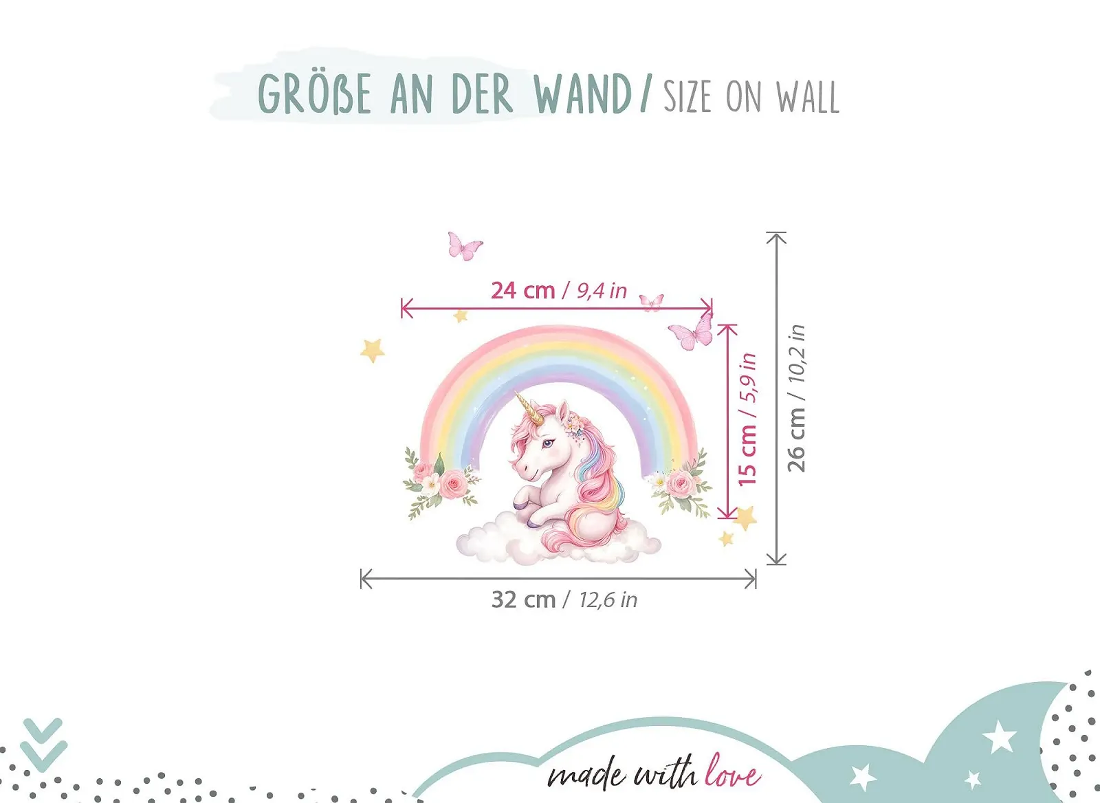 Наклейка на дверь Little Deco Радуга и единорог DL5128 без имени, фото №3