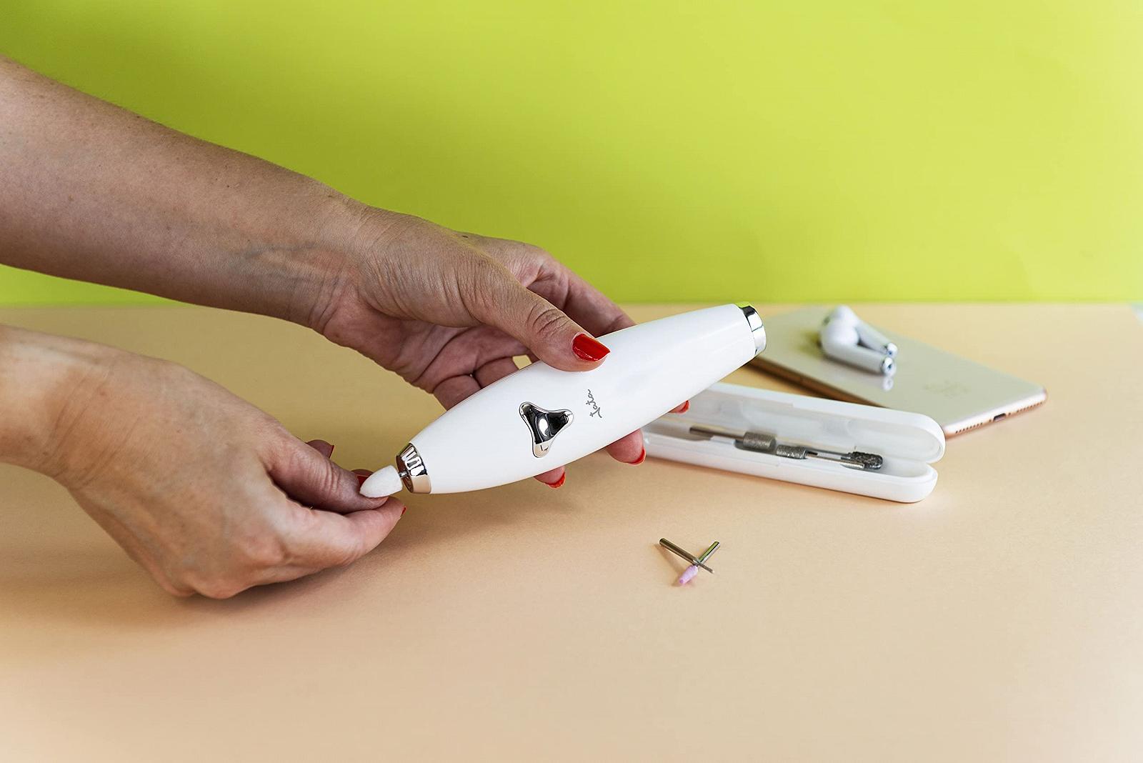 Набір для манікюру та педикюру JATA JBSM1200 Professional Double Rotation, 6 аксесуарів, USB-зарядка, білий, фото №4