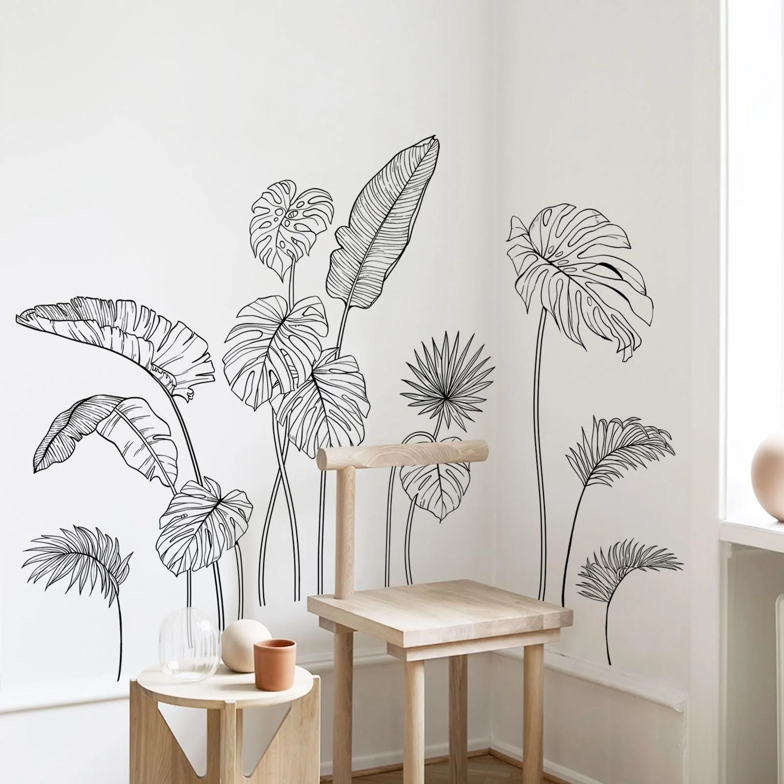 Настінна наклейка Supzone Тропічні рослини Чорна, фото №4