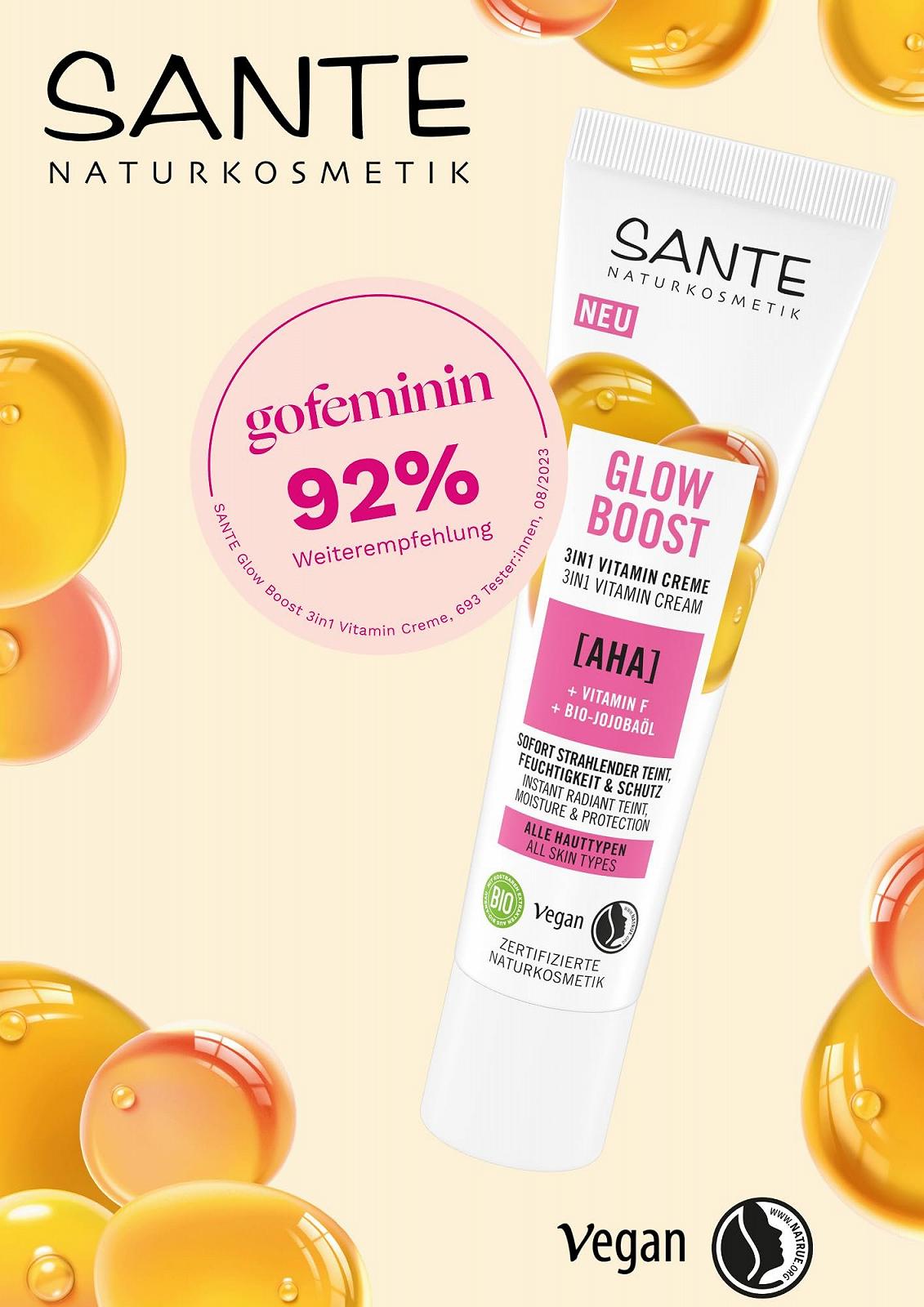 Вітамінний крем для обличчя SANTE Naturkosmetik Glow Boost 3-in-1 з AHA, вітаміном F та органічною олією жожоба 30 мл, фото №8 Вітамінний крем для обличчя SANTE Naturkosmetik Glow Boost 3-in-1 з AHA, вітаміном F та органічною олією жожоба 30 мл, фото №8
