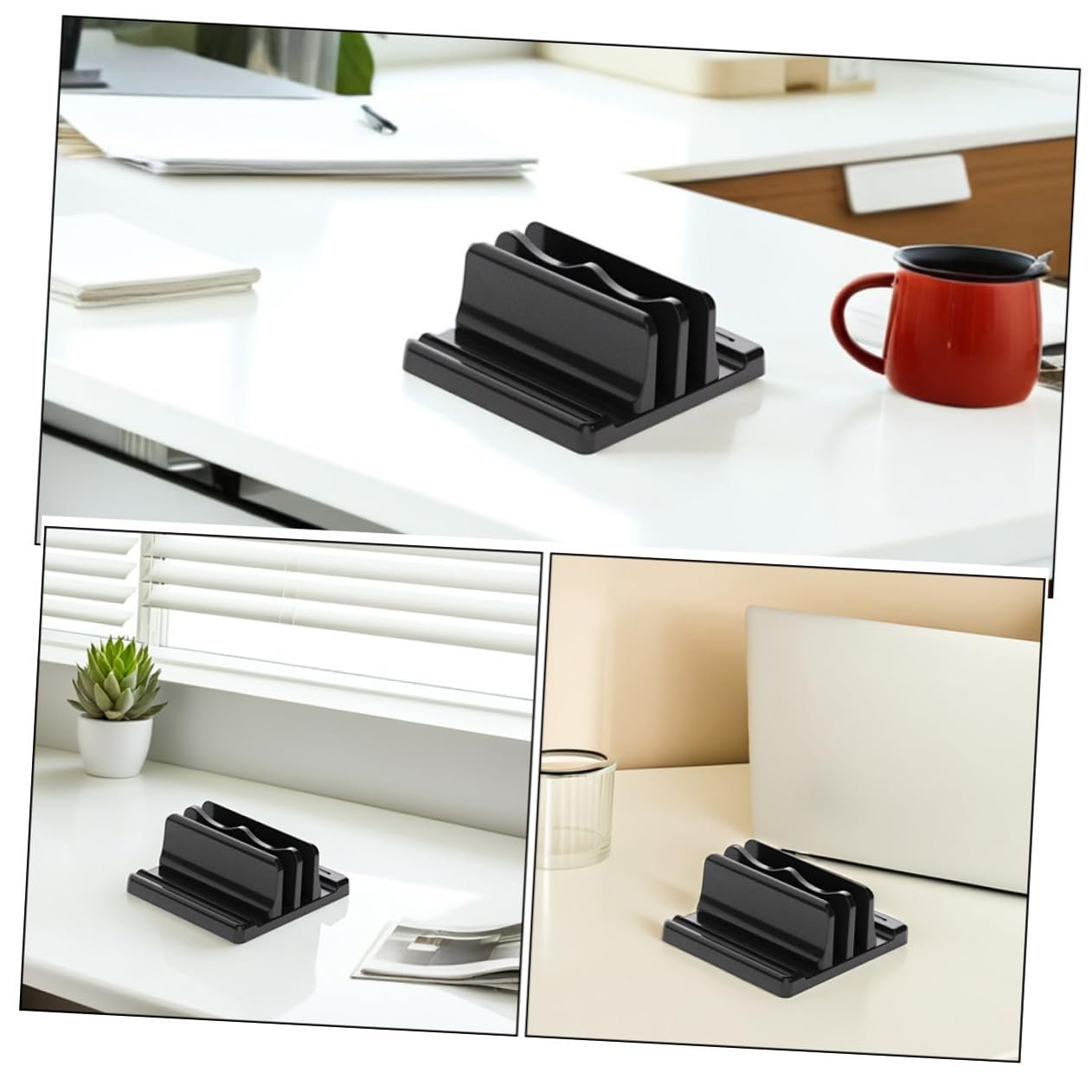 Вертикальная Подставка для ноутбука с двойным слотом, регулируемая док-станция, многофункциональный настольный органайзер для книг и ноутбуков, компактная, стабильная подставка, подходит для чтения, фото №3