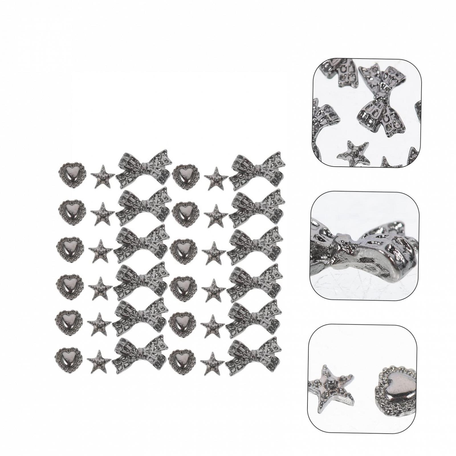 Прикрасы для ногтей в стиле панк 30 шт. Винтажные металлические украшения для дизайна ногтей, включая сердце, крест и череп для творческого маникюра, фото №9