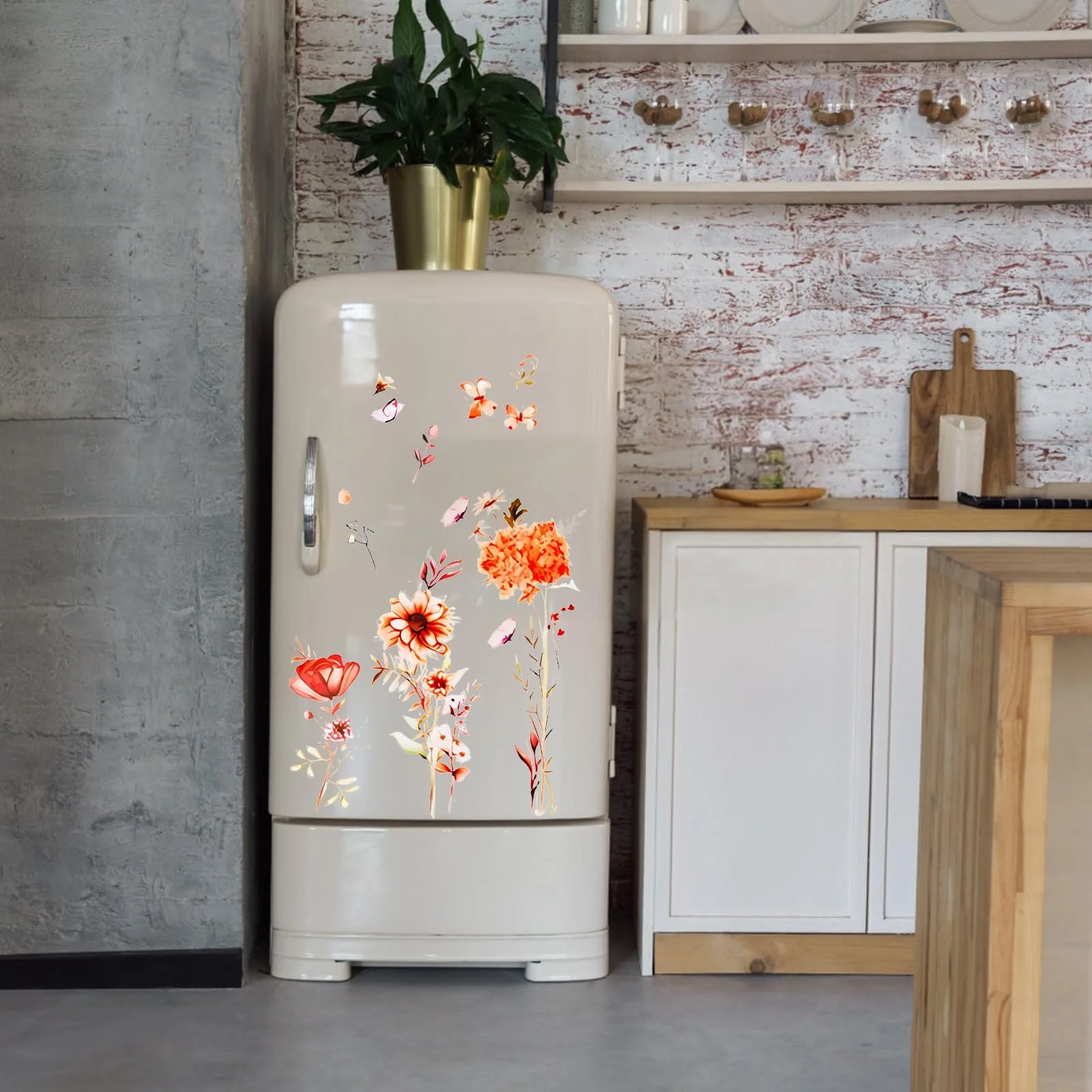 Наклейка на стену Boho Garden Flowers Vintage Design Цветы Бабочки и Трава 30 x 90 см Набор 3 шт., фото №6