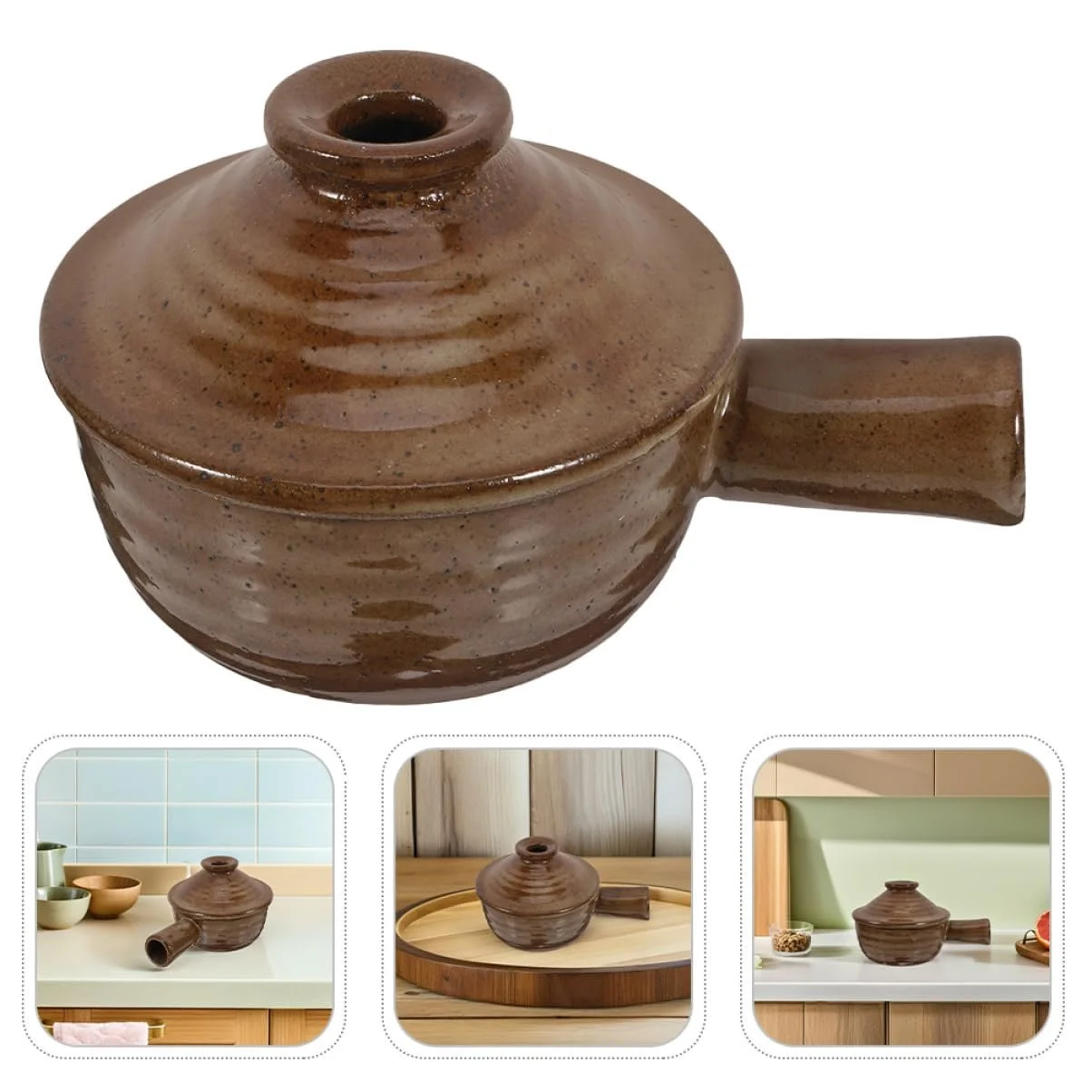 Набор керамических горшков Sosoport в японском стиле с крышкой Термостойкий 2 шт., фото №8