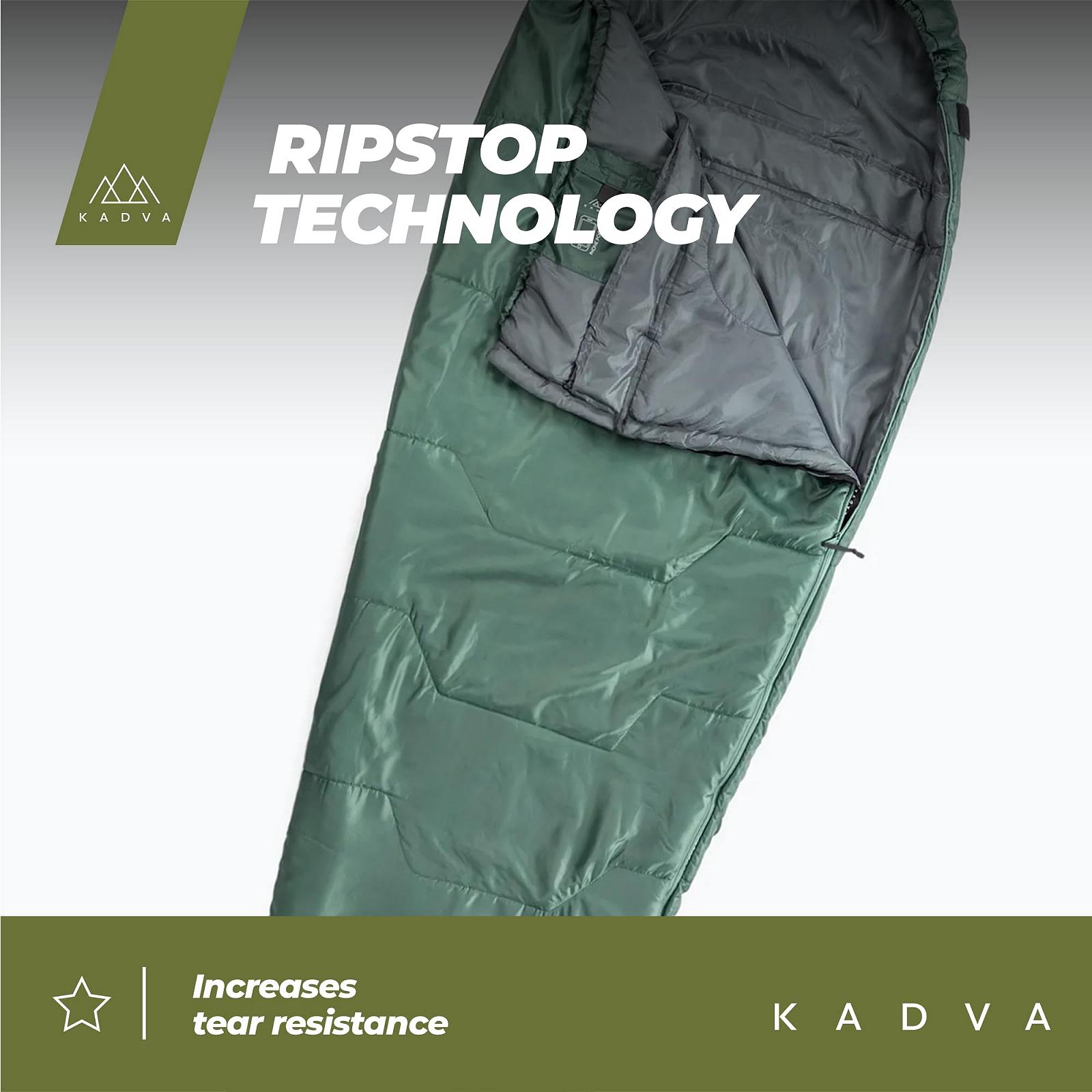 Спальний мішок KADVA Mumio Camping L 230 x 80 см зимовий з капюшоном температура комфорту 4 градуси високе утримання тепла RipStop Technology, фото №5 Спальний мішок KADVA Mumio Camping L 230 x 80 см зимовий з капюшоном температура комфорту 4 градуси високе утримання тепла RipStop Technology, фото №5