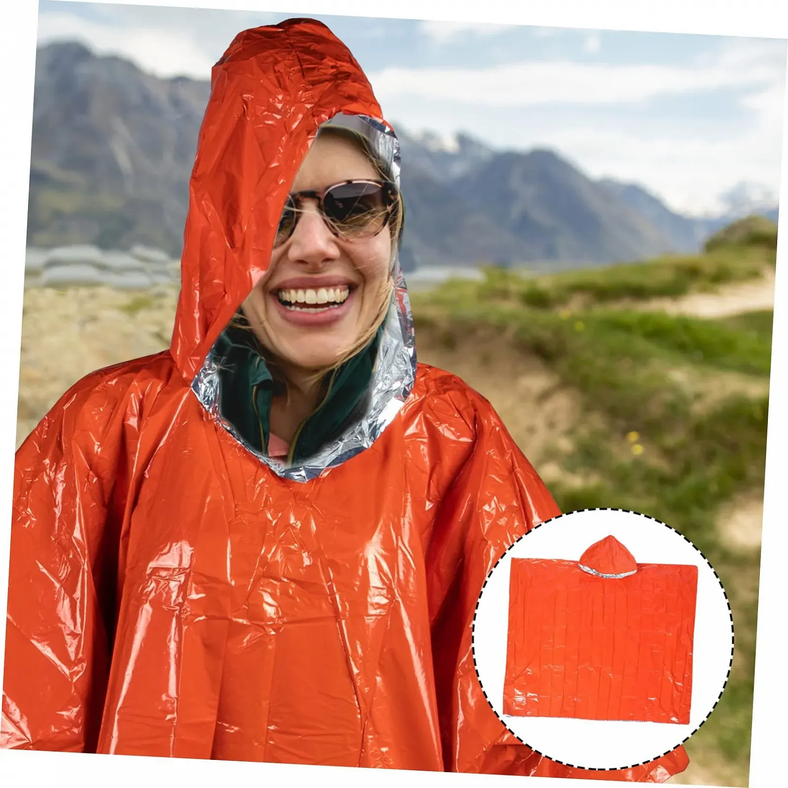 Пончо DIKACA, 4 шт., ізольований, аварійний, для дорослих, для виживання на відкритому повітрі, одноразовий, фото №4