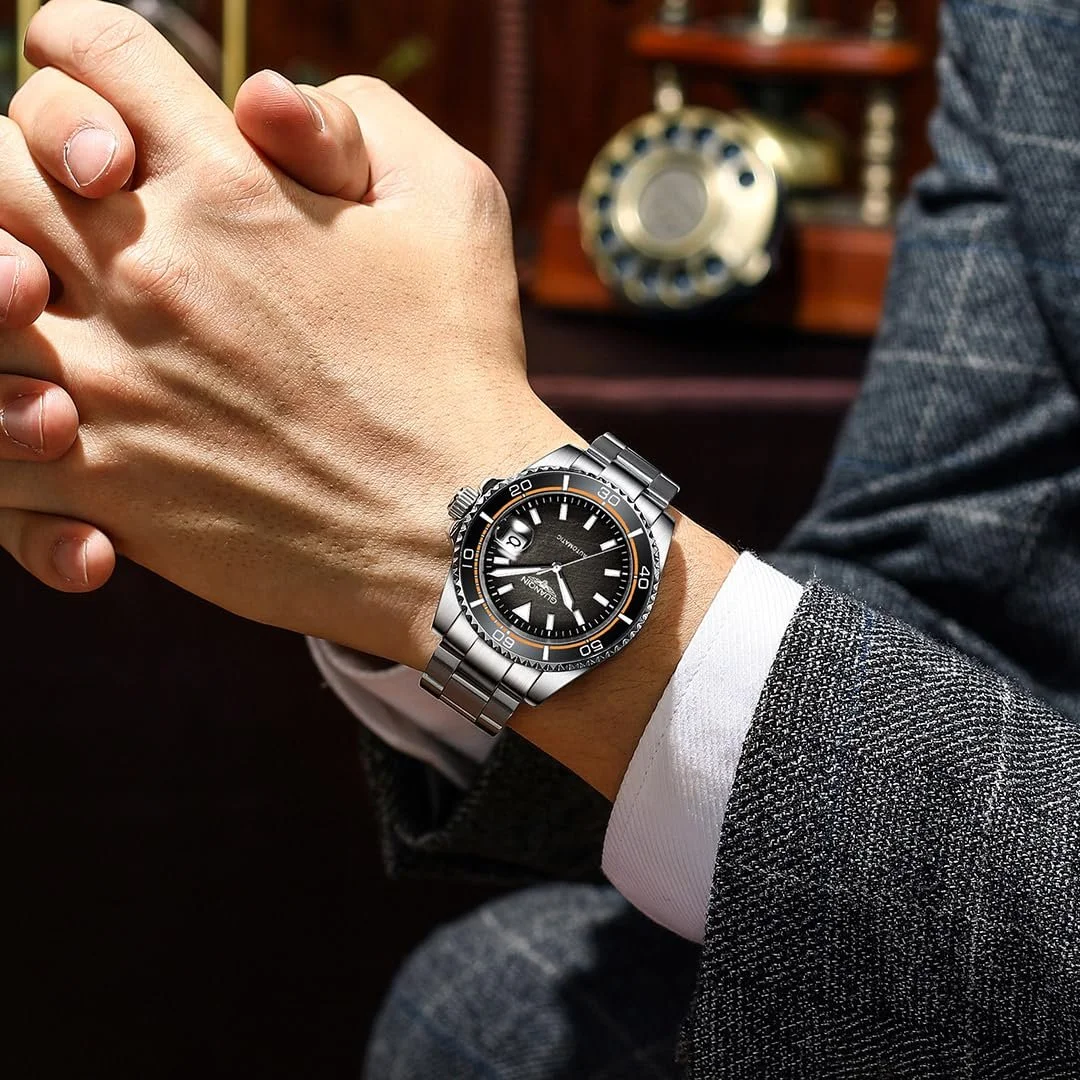 Автоматичний годинник GUANQIN 41 мм, нержавіюча сталь, водонепроникний, механічний, фото №4