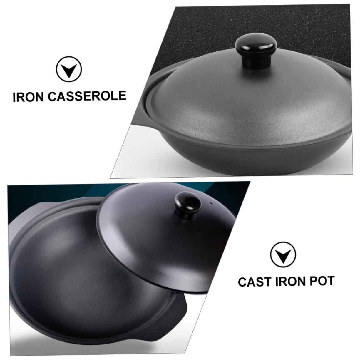 Кастрюля-кокотница VALICLUD чугунная с крышкой энергосберегающая для тушения мяса и риса, фото №3