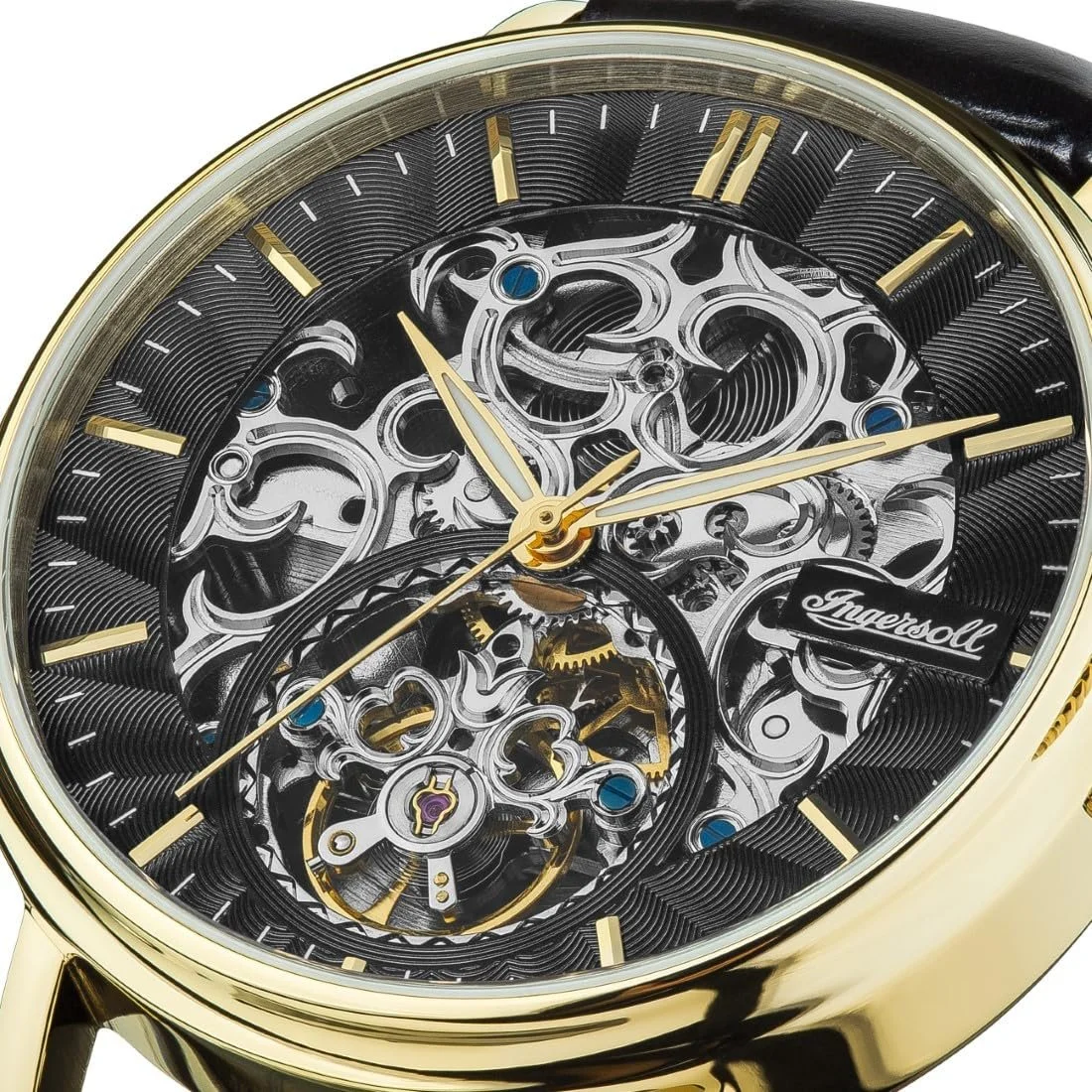 Мужские Автоматические Часы Ingersoll The Charles 1982 44 мм, Черный Скелетонированный Циферблат, Ремешок из Кожи I05802B, фото №2 Мужские Автоматические Часы Ingersoll The Charles 1982 44 мм, Черный Скелетонированный Циферблат, Ремешок из Кожи I05802B, фото №2