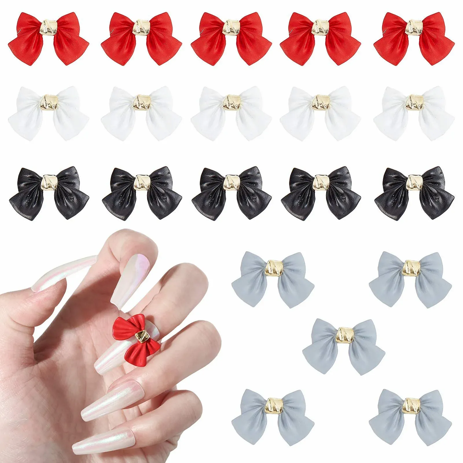 Украшения для ногтей Бант NICENEEDED 3D, 20 шт., Разноцветные, фото №1