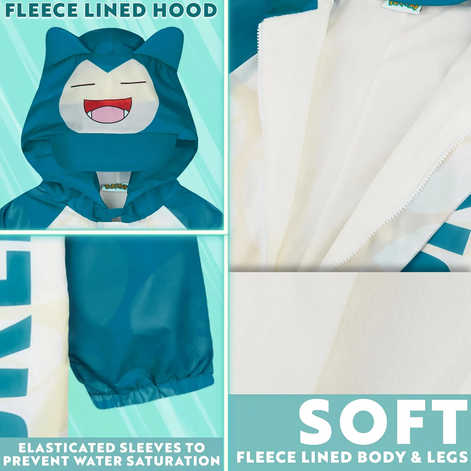 Дитячий дощовий комбінезон Pokemon Pikachu Relaxo Bulbasaur Водонепроникний з підкладкою, фото №4 Дитячий дощовий комбінезон Pokemon Pikachu Relaxo Bulbasaur Водонепроникний з підкладкою, фото №4
