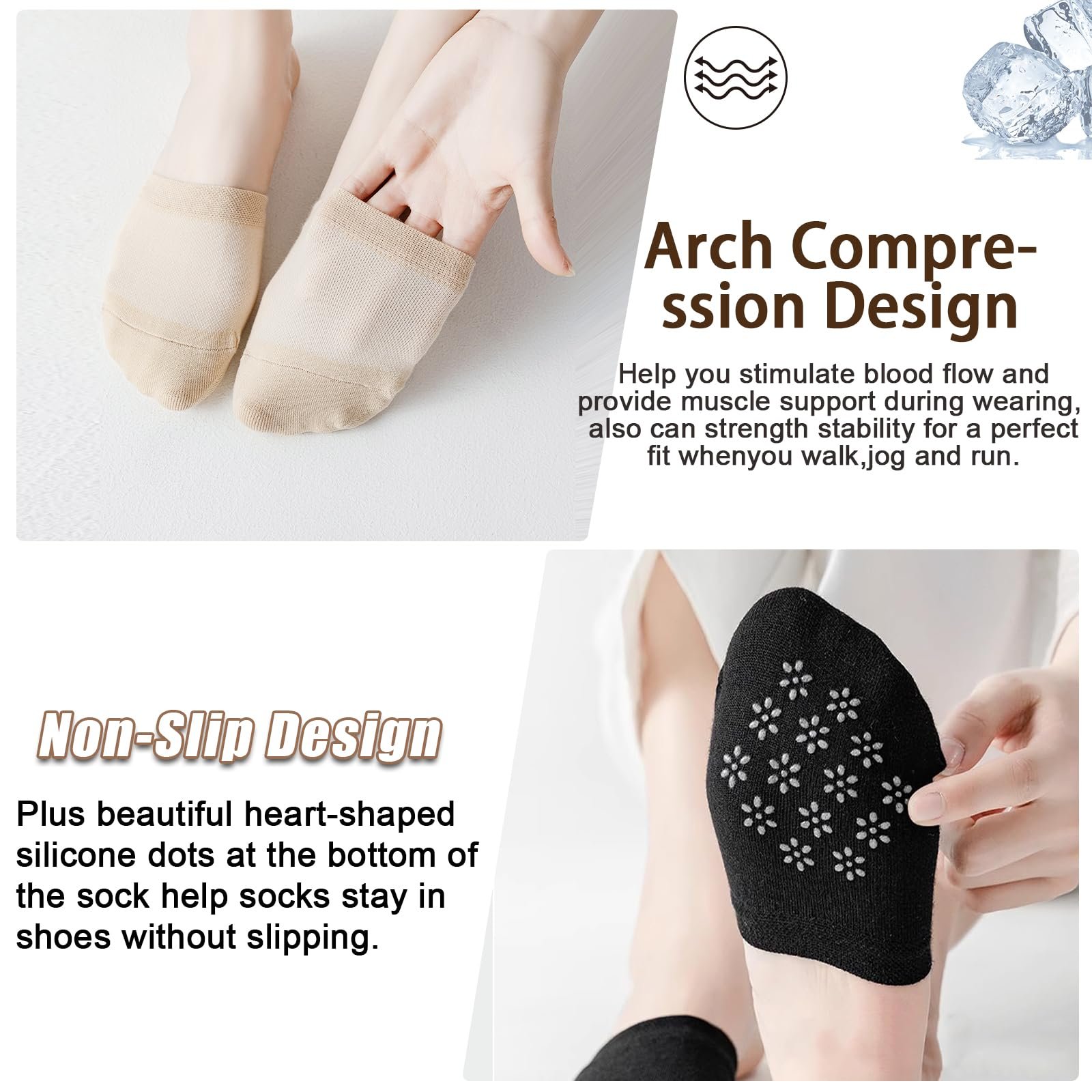 Шкарпетки для пальців ніг Бавовняні шкарпетки для передньої частини стопи (6 пар), фото №4