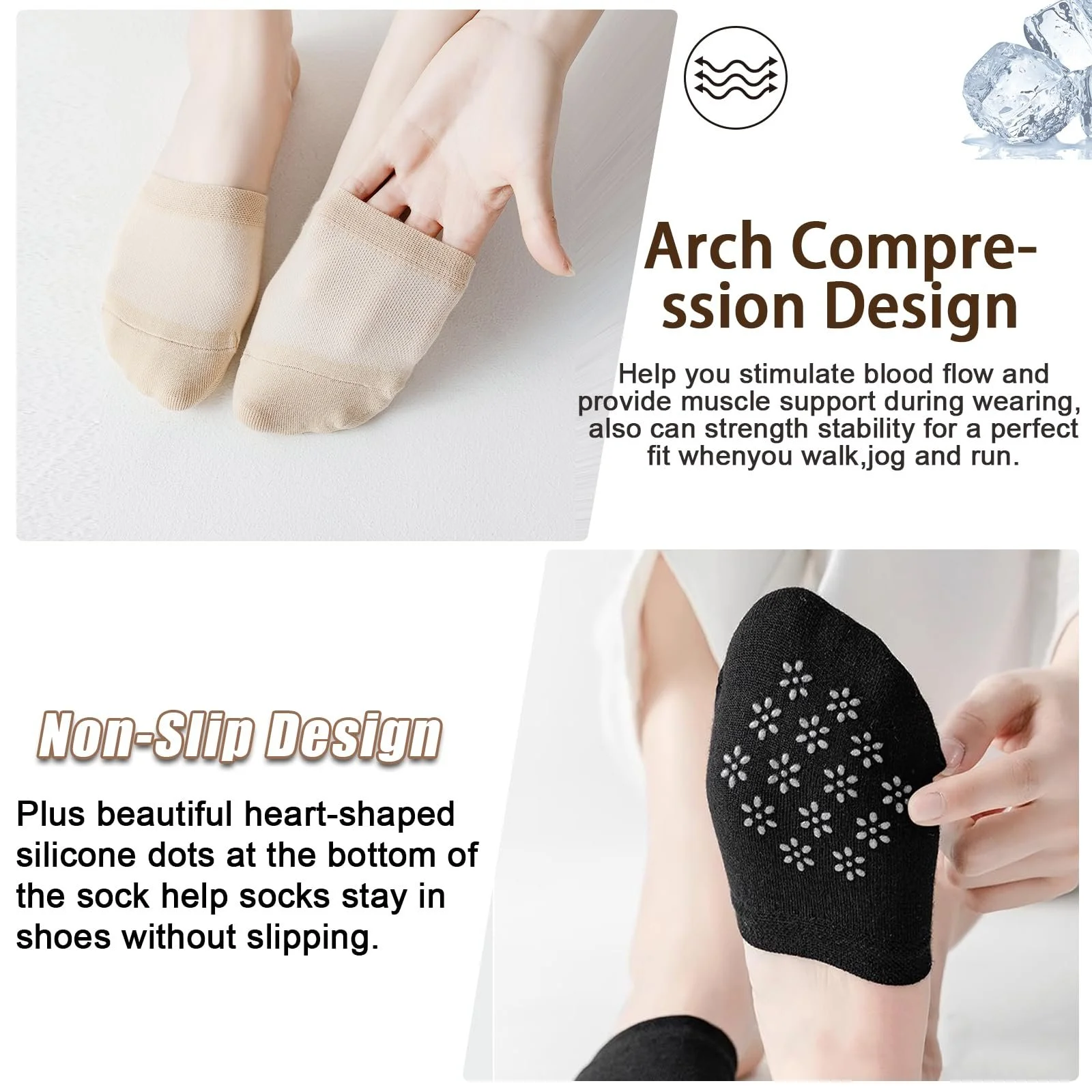 Шкарпетки для пальців ніг Бавовняні шкарпетки для передньої частини стопи (6 пар), фото №4