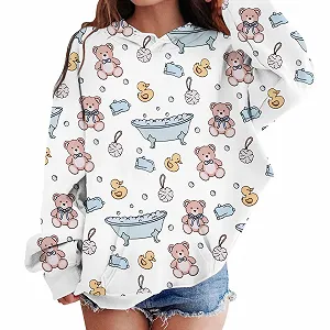 Худи для девочки с принтом океанических животных, теплый флисовый худи для детей и подростков, осень-зима synthetic.ua - Фото 1