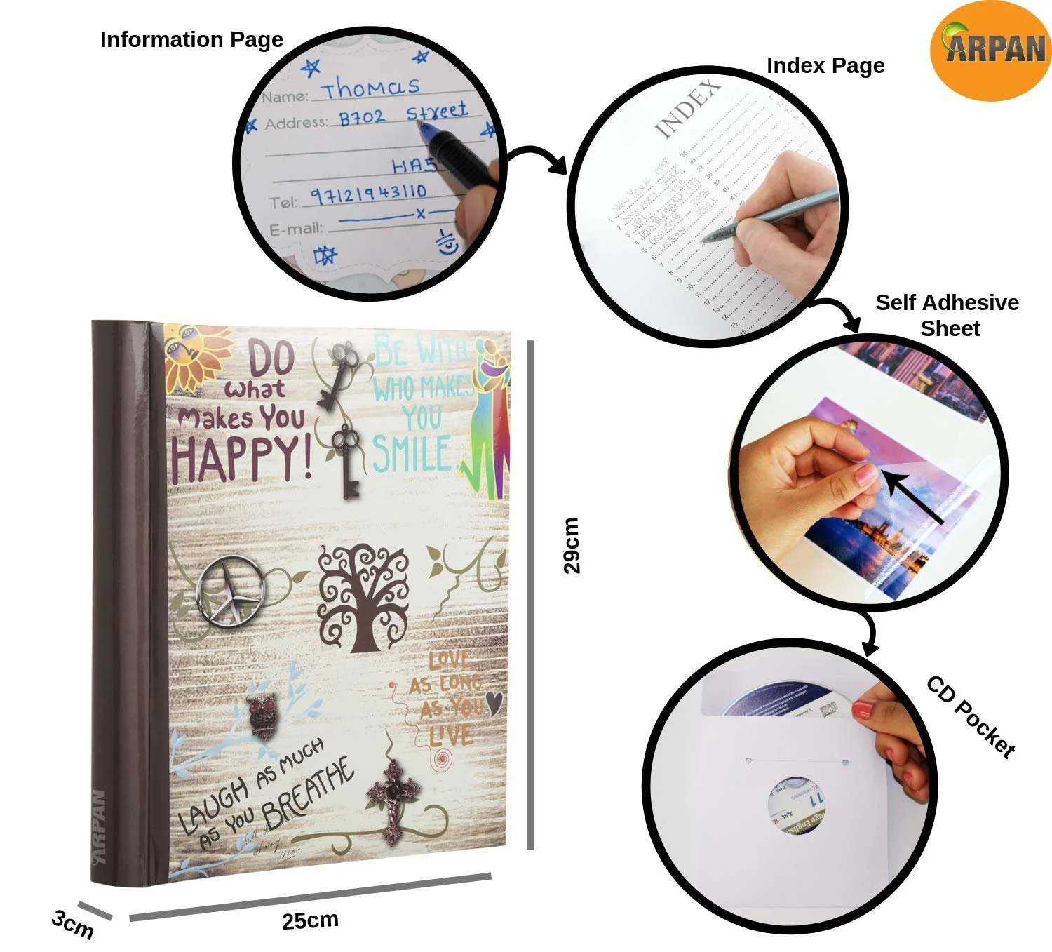 Фотоальбом Arpan Большой самоклеящийся - Вдохновляющие жизненные лозунги - кремовый 24.5 см x 2.5 см x 29 см, фото №2 Фотоальбом Arpan Большой самоклеящийся - Вдохновляющие жизненные лозунги - кремовый 24.5 см x 2.5 см x 29 см, фото №2