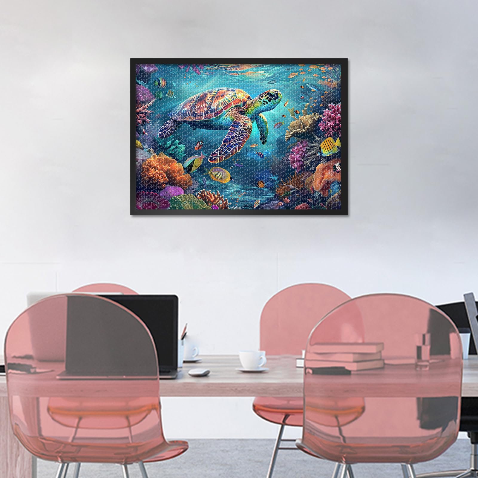 Пазл Underwater World 1000 деталей Підводний світ з морською черепахою, кораловим рифом та тропічними рибами для декору стін медитативний мотив природи, фото №6