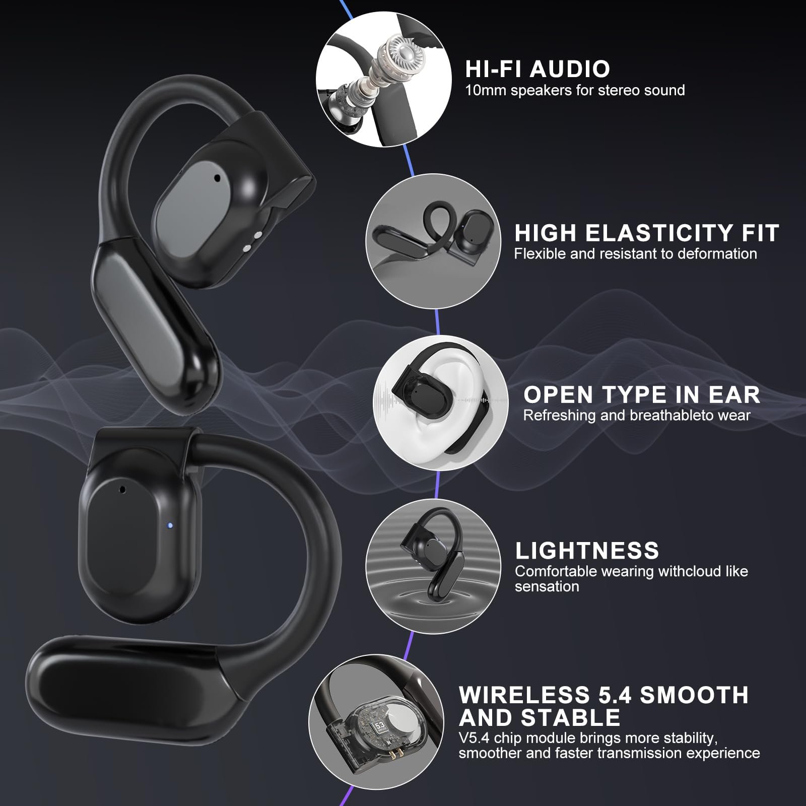 Навушники для перекладу M62, двосторонній голосовий переклад 140 мовами, фото №3